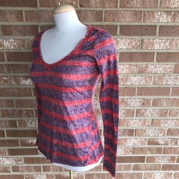 Free People / We The Free Striped Animal Print Burnout Long Sleeve Top XS - Picture 5 of 12